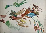 Détente au jardin by Jean Aujame, 1930, Aquarelle, sold Oct 2022