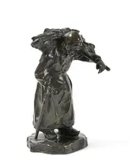 La paysanne au fagot by Ernest Wittmann, Bronze à patine brune vert nuancé, sold May 2022