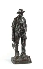 Paysan à la hache by Ernest Wittmann, Bronze à patine brune, sold May 2022