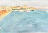 Bord de mer by Jean Launois, Aquarelle et rehauts de gouache, sold May 2022