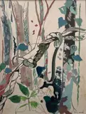 Végétation sur le "BANDAMA" (Cote d'Ivoire) by Renee Bernard, Aquarelle gouachée signée en bas à droite, sold May 2022