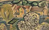 Le village by Louis Latapie, Gouache et aquarelle sur papier marouflé sur toile, sold May 2022