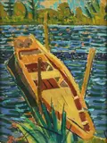 La barque by Louis Latapie, Gouache sur papier marouflé sur toile, sold May 2022