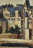 Maisons by Louis Latapie, Huile, gouache et aquarelle sur papier marouflé sur toile, sold May 2022