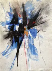 Composition by Roger Barr, 1960, Technique mixte et collage sur papier fort signée et datée, sold May 2022