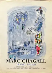 Marc CHAGALL Grand palais" 1969/1970 by Marc Chagall, Affiche lithographique en couleur; CH SORLIER, gravure litographie (très légères cassures, sold Apr 2022