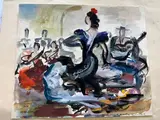 Laura Paola Tientos by Jean Toht, Gouache signée en bas à gauche, désignée en bas à droite, sold Apr 2022