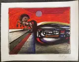 Cheval cabré, soleil couchant by Franz Priking, Lithographie en couleur, sold Apr 2022