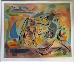 Composition by André Masson, Lithographie en couleur signée et numérotée, sold Apr 2022