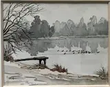 Canards sur l'étang de Villiers by Robert Yan, Aquarelle signée en bas à gauche, sold Apr 2022