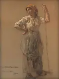 Faneuse debout by Léon Augustin Lhermitte, 1924, Pastel sur papier gris, sold Jan 2013