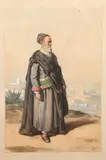 Vieil homme devant la ville de Tanger by Auguste Delacroix, 1850, Aquarelle, sold Jun 2011