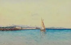 ANTIBES 5 FÉVRIER 1865, Dédicacé A l'ami Ziem, souvenir d'une belle matinée by Giuseppe De Nittis, Aquarelle signée, sold Apr 2011