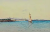 ANTIBES 5 FÉVRIER 1865, Dédicacé A l'ami Ziem, souvenir d'une belle matinée by Giuseppe De Nittis, Aquarelle signée, sold Apr 2011