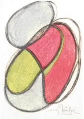 COMPOSITION by Edgar Stoëbel, Gouache sur carton signé, sold Apr 2011