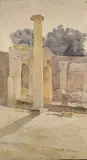 1893 La villa Hadriana by Félix Ollivier, Aquarelle sur papier, sold Feb 2025