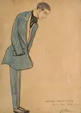 Portrait d'Henri Bernstein by Ferdinand Bac, Mine de plomb et crayon, sold Feb 2025