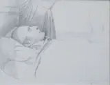 Portrait de Bertin de Veaux sur son lit de mort by Henri Lehmann, 1771, Crayon noir et estompe, sold Jan 2025