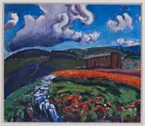 La cueillette des coquelicots en Provence, circa 1950 by René Seyssaud, Gouache sur carton, sold Dec 2024
