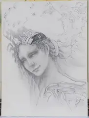 Femme à la coiffure by Alain Jacquet, 1979, Crayon sur papier, sold Dec 2024