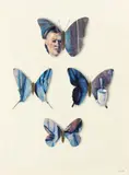 Sans titre (Papillons et Femme à la cafetière de Paul Cézanne) by Jiří Kolář, 1969, Collage sur papier, sold Dec 2024