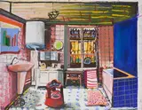 Sans titre (salle de bain) by Mathieu Cherkit, 2011, Pastel gras sur papier, sold Dec 2024