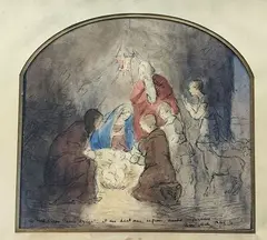 Nativité Noël by Max Jacob, 1936, Aquarelle signée et dédicacé en bas, sold Dec 2024