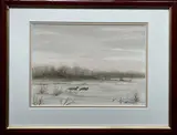 Couple de renards dans la neige by Dany Continsouzas, Aquarelle signée en bas à droite, sold Dec 2024