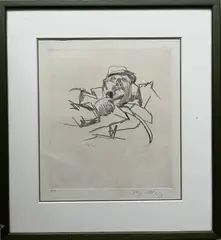 Homme fumant une pipe by Jacques Villon, Lithographie en noir numérotée, sold Dec 2024