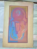 Composition à trois éléments, [Vierge à l'enfant avec Saint Jean-Baptiste], circa 1928 by Robert Pouyaud, Gouache sur carton non signée, sold May 2025