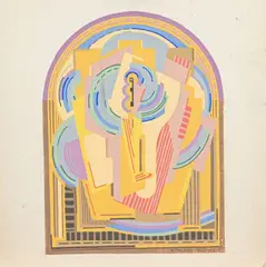 Composition cubiste by Robert Pouyaud, 1932, Gouache sur carton, sold May 2025