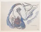 Nu recroquevillé by Pierre Combet-Descombes, Aquarelle et lavis d'encre sur papier contrecollé sur carton, sold May 2025