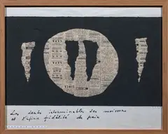 & François DODAT (1908-1996) Les dents interminables des moissons et l'infinie fidélité du pain by Thomas Gleb, Collage de papier journal et de papiers découpés sur papier de Thomas Gleb, illustrant les, sold May 2025