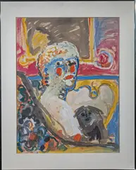 Jeune fille aux joues rouges et son petit chien by Armand Avril, Gouache et lavis d'encre, sold May 2025