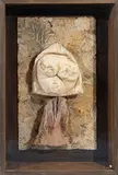 Le Primate by Philippe Dereux, 1996, Collage de légumes, feuillages et éléments végétaux dans un emboitage vitré, sold May 2025