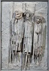Les trois grâces by Louis Pons, 1997, Technique mixte, assemblage d'éléments divers peints sur panneau, sold May 2025