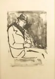 Portrait de Pierre Bonnard by Arbit Blatas, Lithographie en noir, désignée du nom de l'auteur sur une étiquette collée au dos du monta, sold May 2025