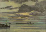 Pêcheur sur la jetée au crépuscule by William Henry Innes, Pastel, sold May 2025