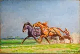 Le sulky by Henri Vincent-Anglade, Gouache sur isorel, sold May 2025
