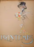 Projet publicitaire pour les magasins du Printemps by Henri Vincent-Anglade, Crayon noir et gouache, sold May 2025