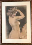 Femme nue à la toilette by Henri Vincent-Anglade, Crayon noir et sanguine, rehauts de craie blanche, sold May 2025