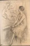 La visite au musée d'Art Moderne by Henri Vincent-Anglade, Crayon noir, sold May 2025