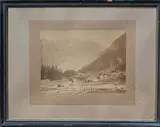 Chamonix, chapelle des Chasalets by Joseph Tairraz, Tirage albuminé, collé sur carton, portant le nom du photographe et la localisation imprim, sold Dec 2024