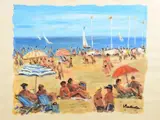 La plage by Éric Battista, Gouache sur papier, sold Dec 2024