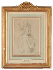 Etude de femme assise by Nicolas Bernard Lépicié, Pierre noire, sanguine et rehauts de blanc sur papier beige, sold Oct 2022