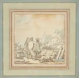 Paysan menant son cheval by Jacques Francois Joseph Swebach des Fontaines, Plume et encre noire, aquarelle, sold Oct 2022