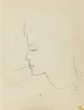 Visage de profil by Jean Cocteau, Crayon sur papier calque, sold Oct 2022