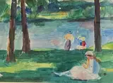 Partie de pêche by Henry Ottmann, Aquarelle, sold Jun 2022