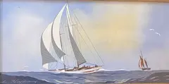 Régate by Léon Haffner, Gouache signée en bas à gauche, sold Jun 2022