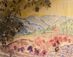 Paysage aux montagnes by Suzanne Duchamp, Aquarelle, sold Jun 2022